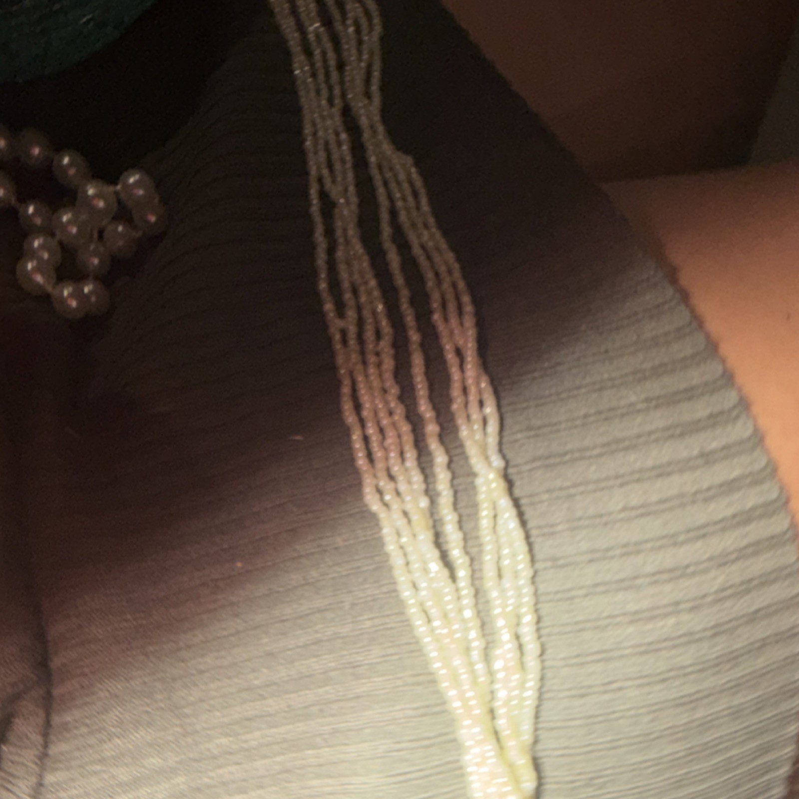 Multi-Strand Layered White Glass Beaded Necklace w/ Round Focal & Barrel Clasp