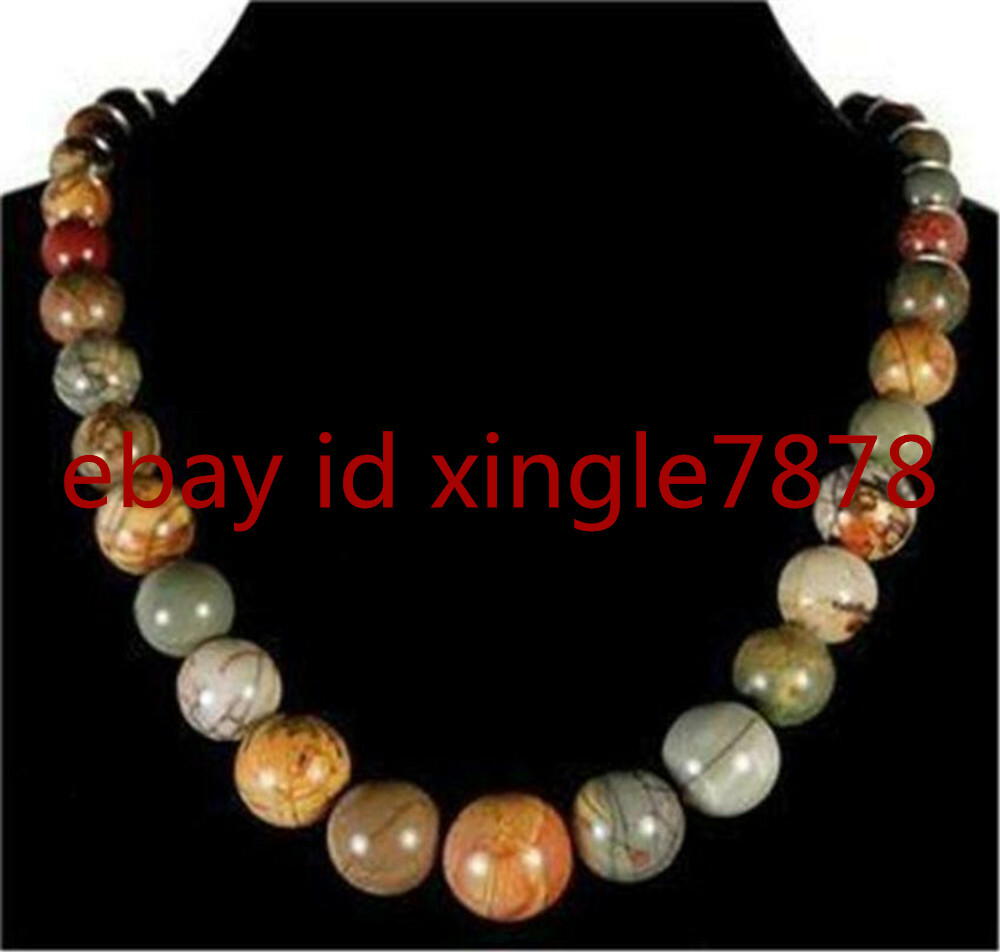 Natural 6-14mm Multicolor Picasso Gemstone Round Beads Necklace 20″ AAA+