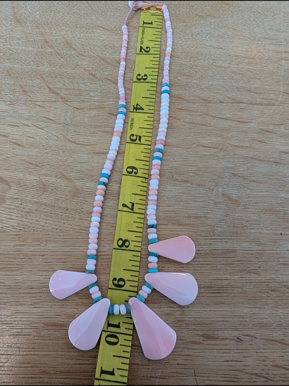 Pink Queen Conch Shell And Turquoise Beaded Teardrop Southwestern Style