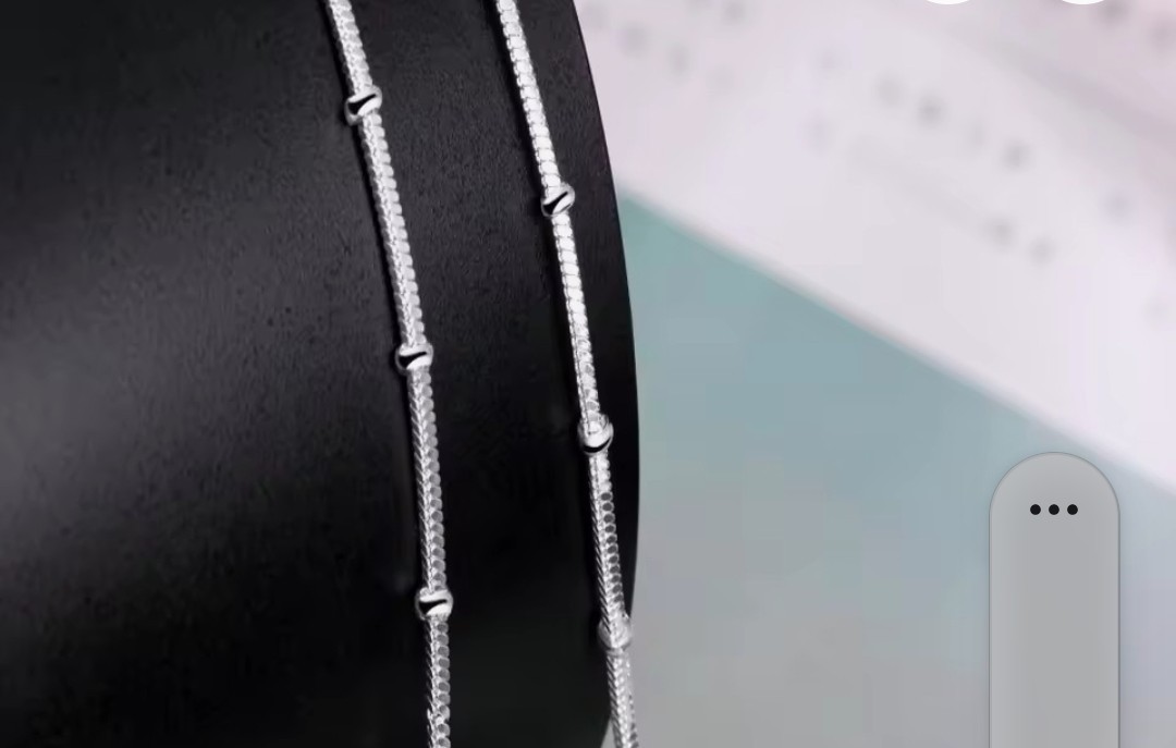 Snake Chain Necklace Silver Tone Metal Stations, No Stone, Lobster Clasp
