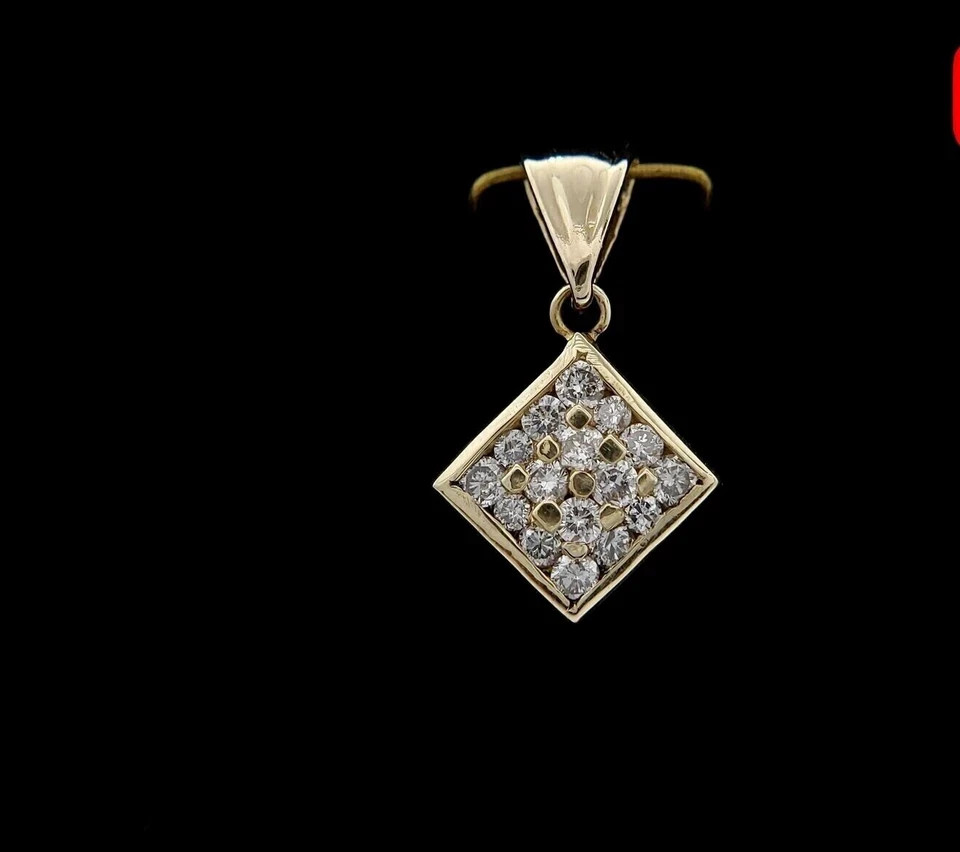 Women’s Elegant Pendant Necklace Round Simulated Diamond 14K Yellow Gold Plated