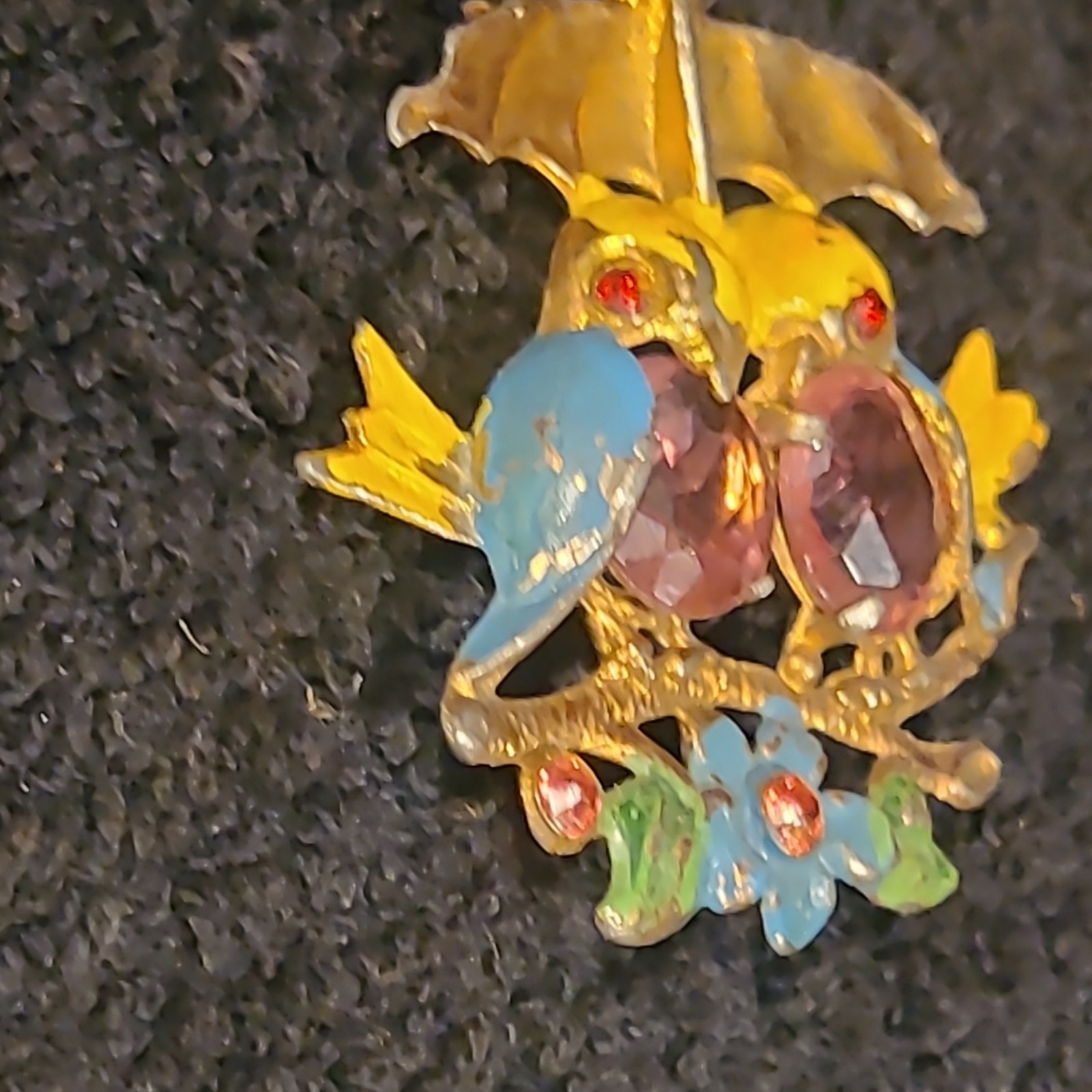 Vtg 1940s Fred Gray Love Birds Umbrella Jelly Belly Pendant Necklace Heirloom