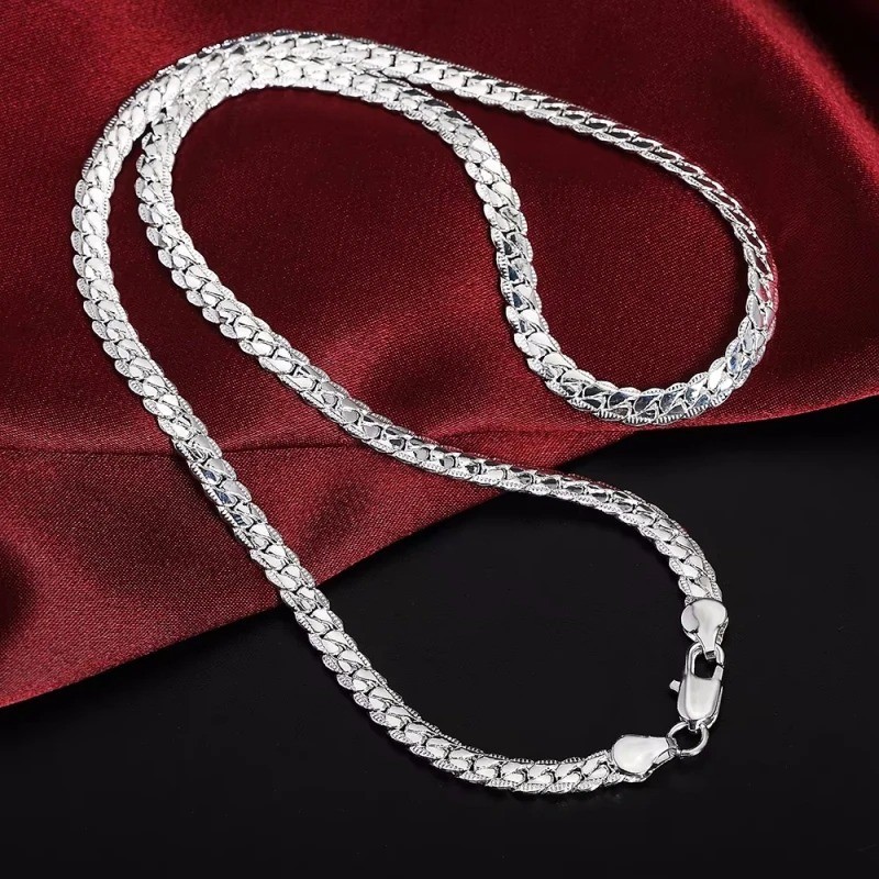 New 925 Sterling Silver Plated Thick Layered Men’s Italy Figaro Chain Necklace