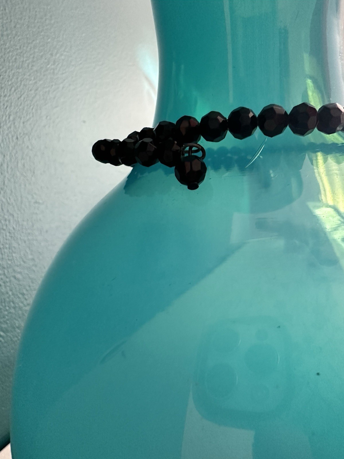 Black Jet-look Bead Deco Choker Necklace One Size