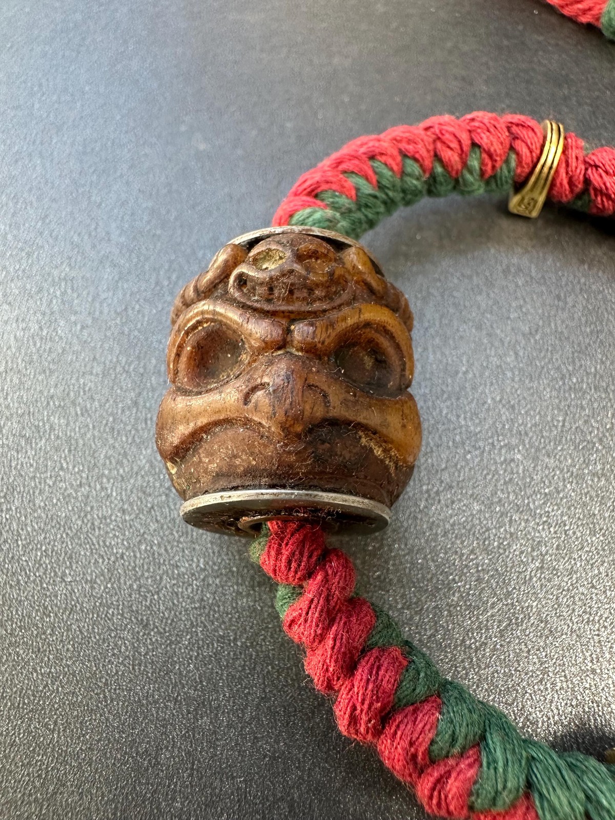 Nepal Tibet Yak Bone Garuda & Citipati Skull Bracelet HandBraided Buddhist Prot