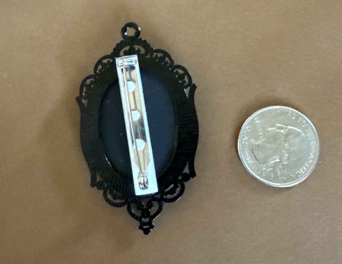 CAMEO BROOCH SKELETON HALLOWEEN JEWELRY GOTH PENDANT NEW CONDITION
