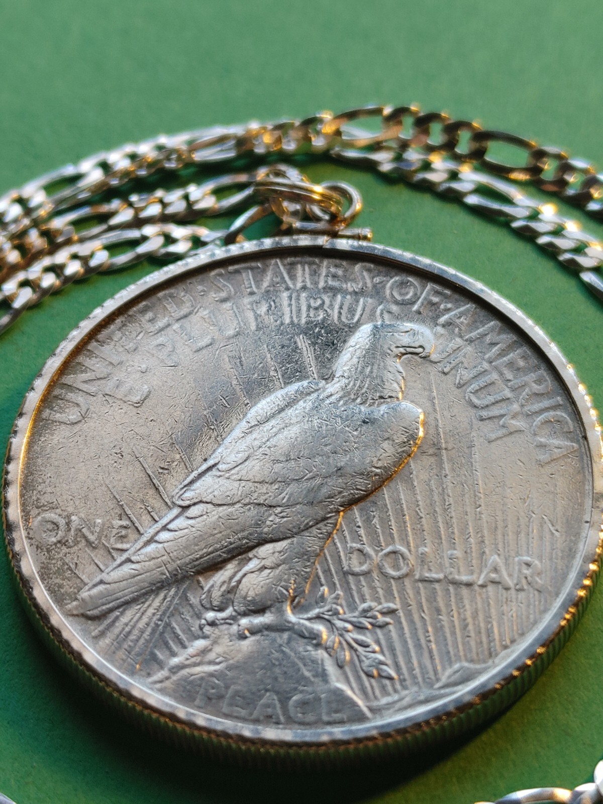 1922 Peace Liberty 900 SILVER DOLLAR Pendant 22″ 925 STERLING Chain & GIFT BOX