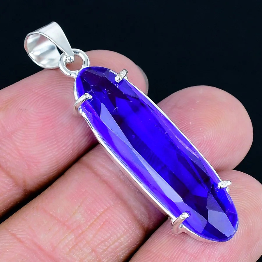 Alexandrite Quartz 925 Silver Plated Handmade Pendant of 1.97″