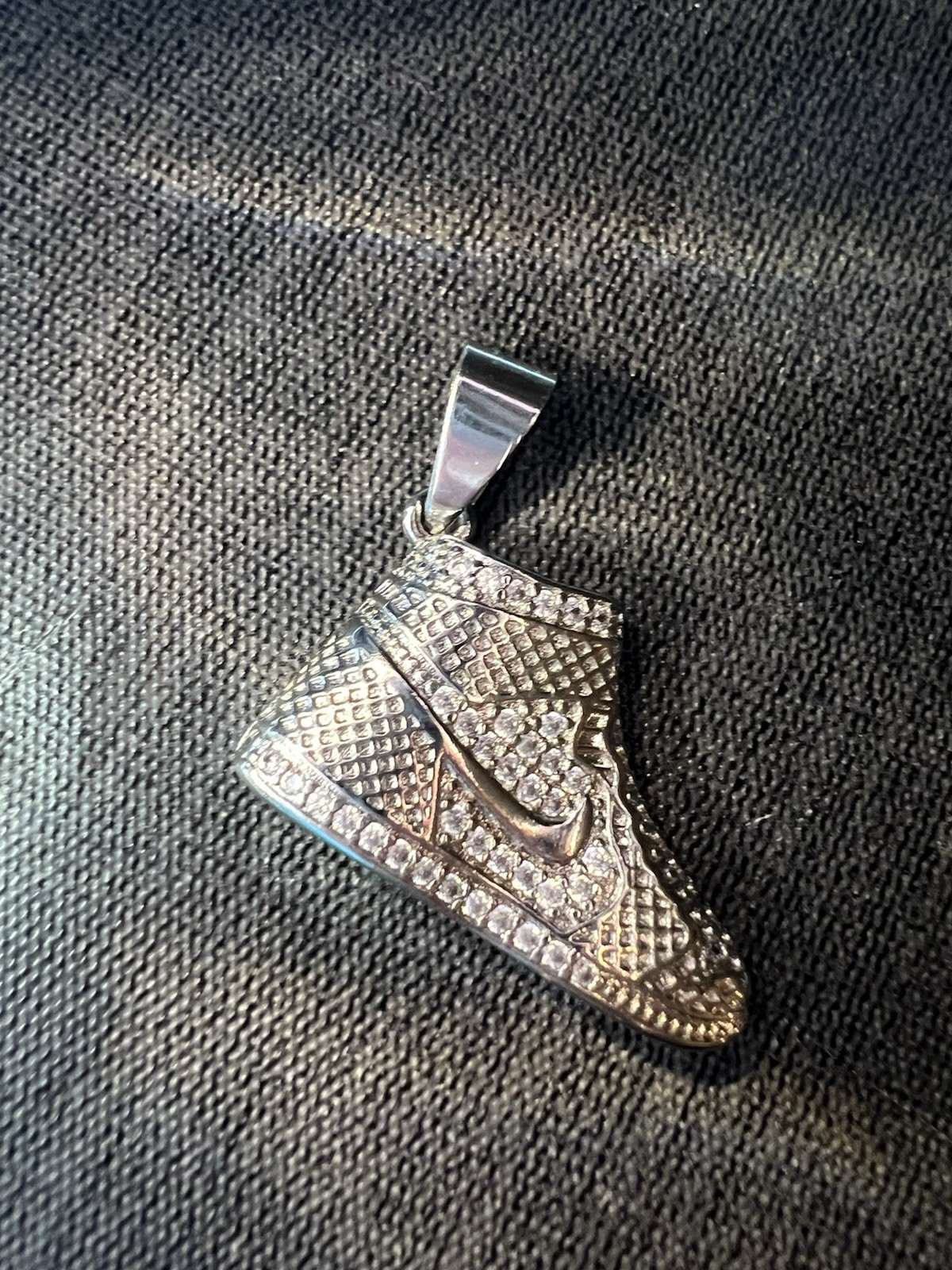 925 silver plated over stainless steel with 5A CZ iced out Nike Shoe pendant