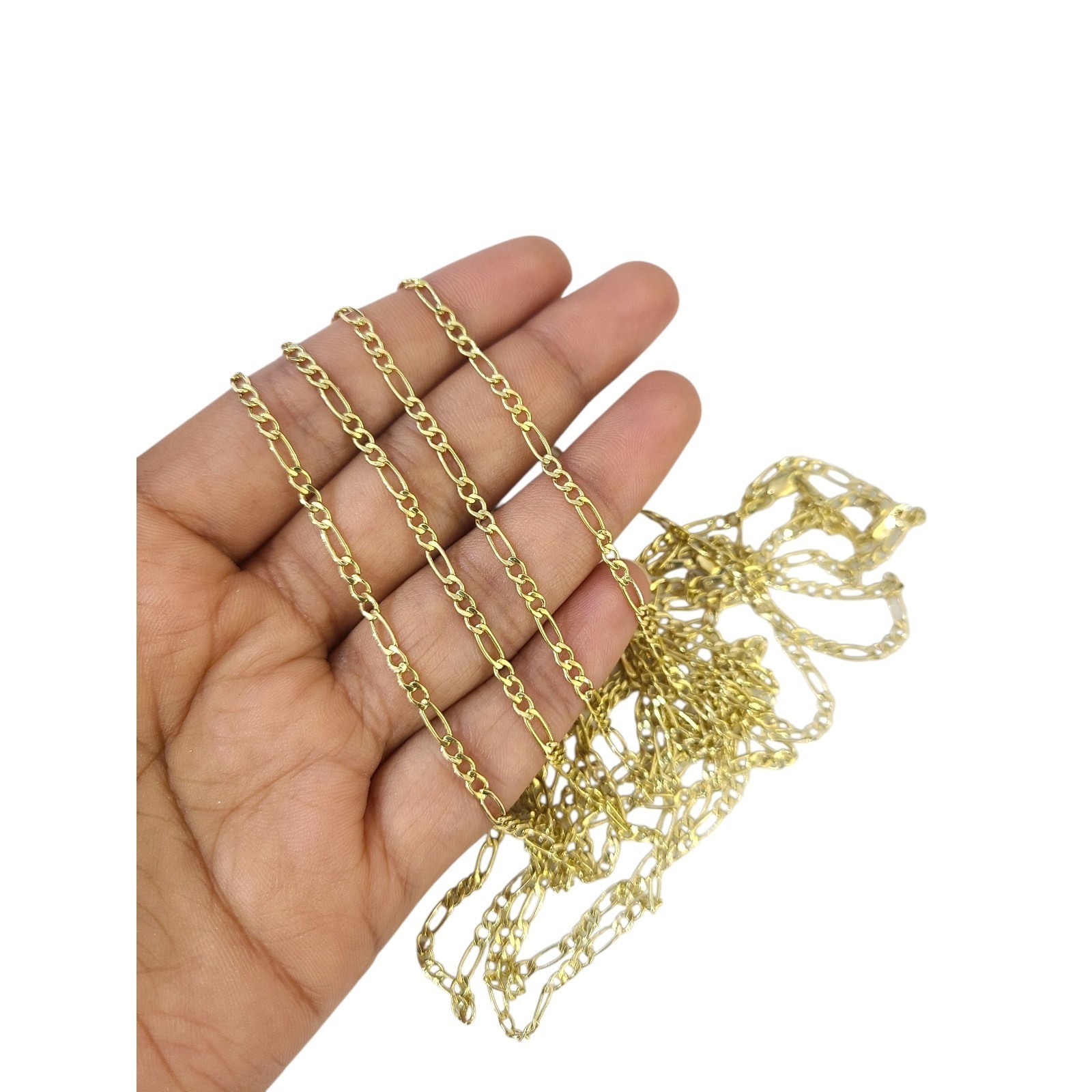 Real 10k Gold Chain Figaro Link Necklace 2.5mm Men Women 16″ 18″ 20″ 22″ 24″
