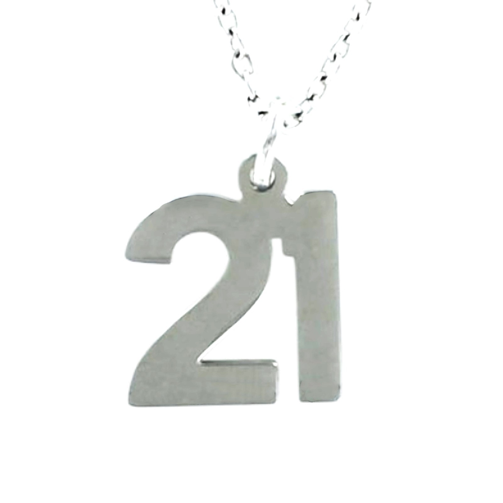 21 Necklace Stainless Steel Number Pendant 21st Birthday Gift Choice of Chain