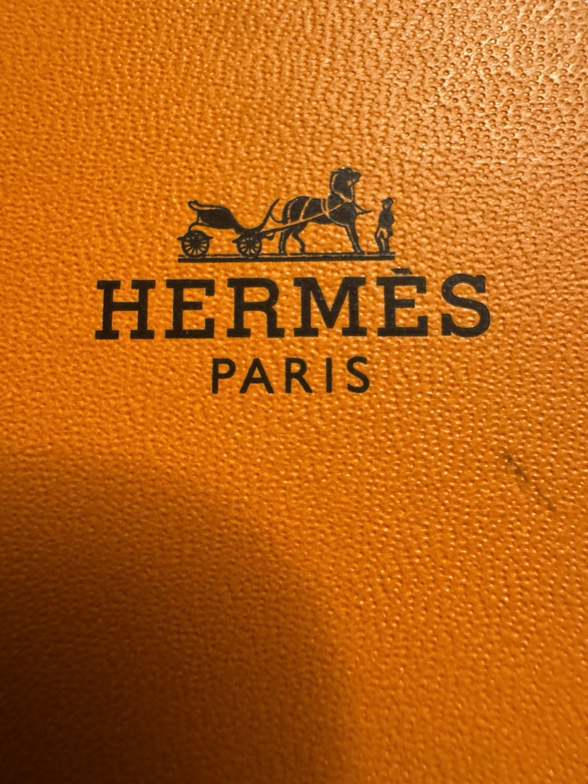 Estate Hermes Gold Tone Orange Enamel H Cube Necklace With Box