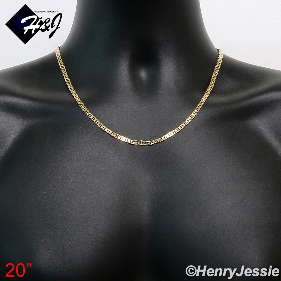20″MEN WOMEN 18K Gold Filled 4mm Gold Puffed Mariner Link Chain Necklace*GFN2