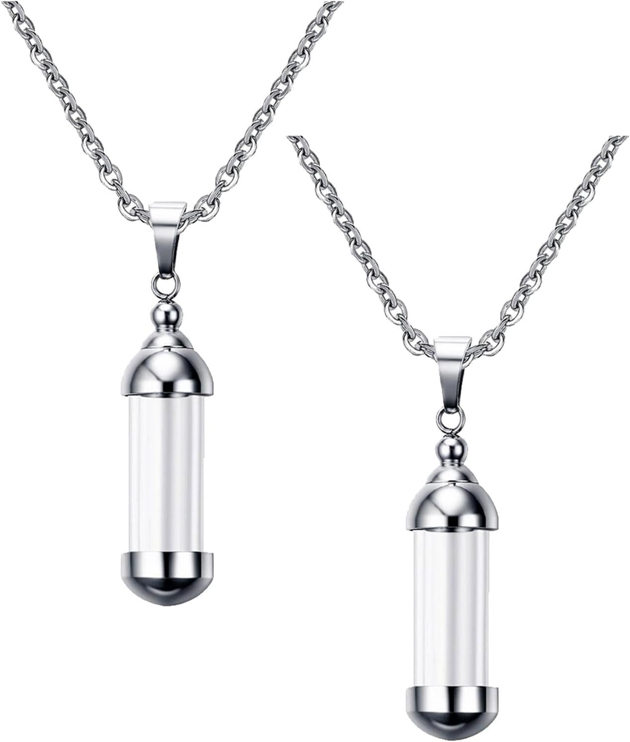 2pcs Vial Necklace Glass Vials Mini Glass Bottles Necklace Pendants for Jewelry