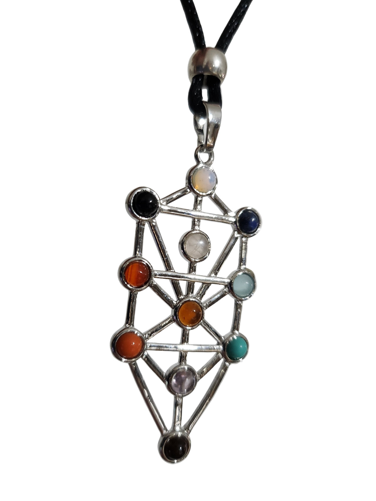 Tree of Life Sefirot Necklace Chakra Pendant Gemstone Kabbalah Bead Jewellery