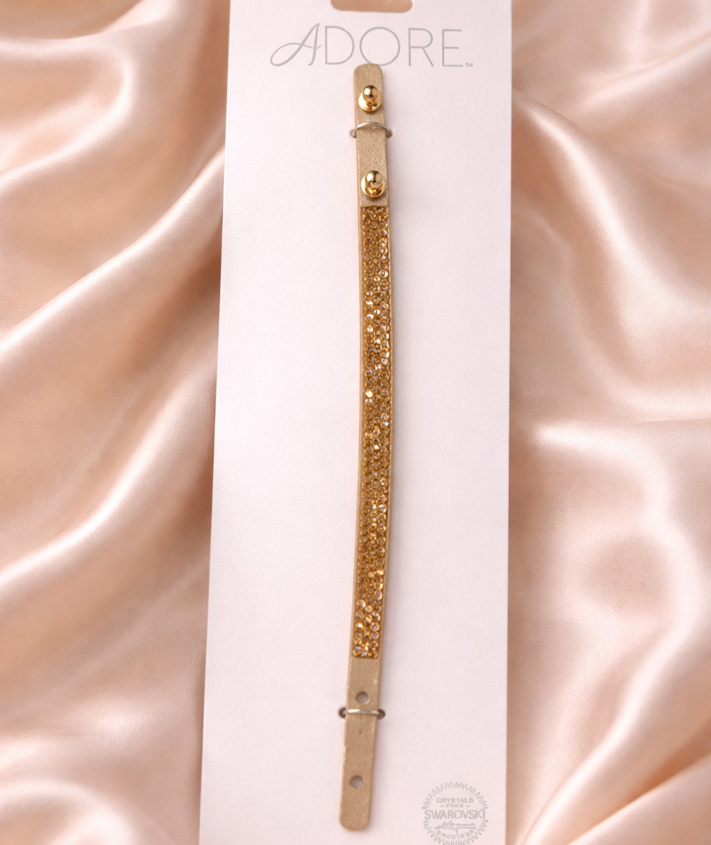 Adore Gold Crystal Bar Bracelet with Swarovski Crystals – Elegant Slim Cuff