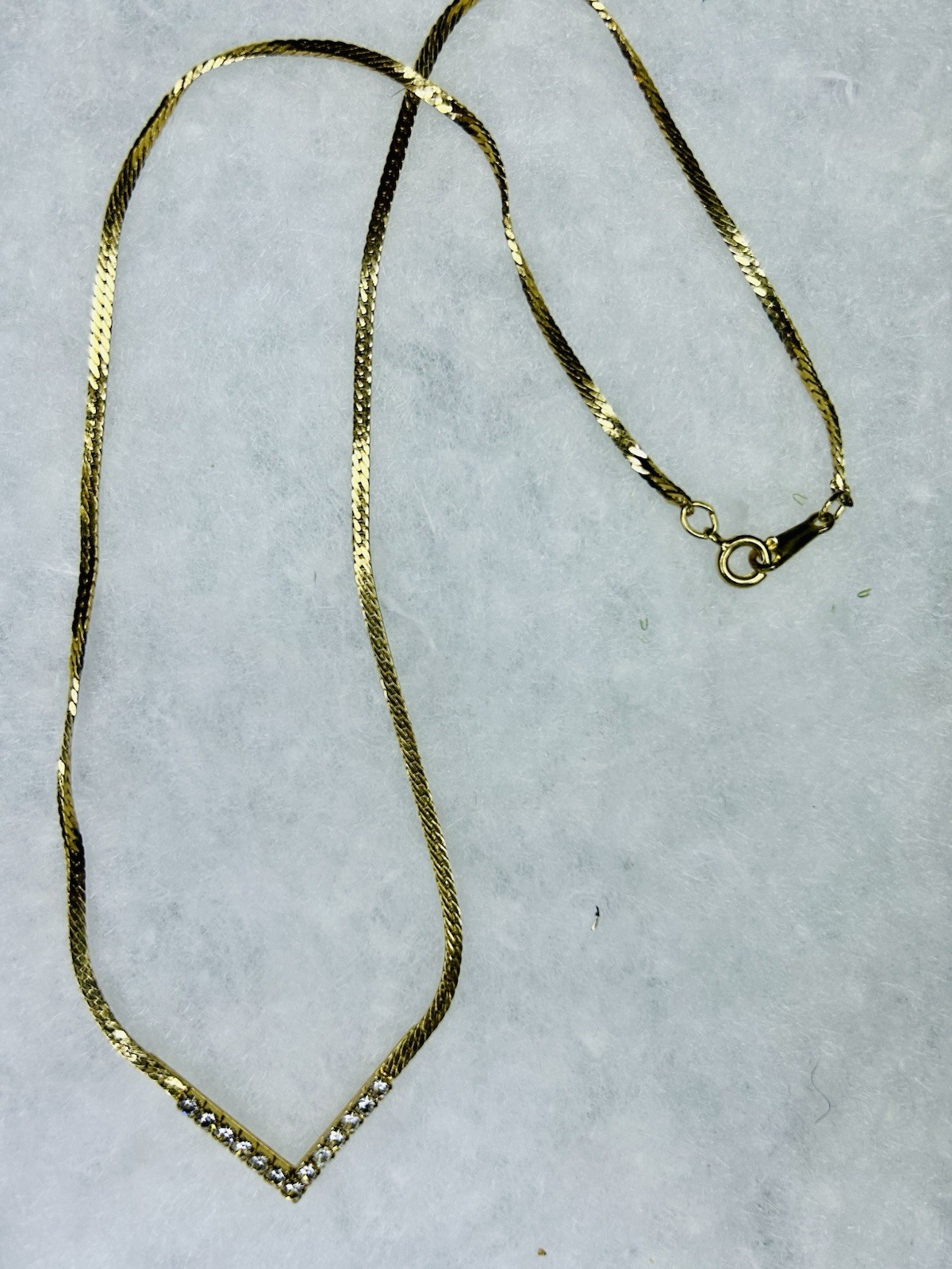 Vintage Avon Gold-Tone Rhinestone V Necklace (c. 1985–1995)