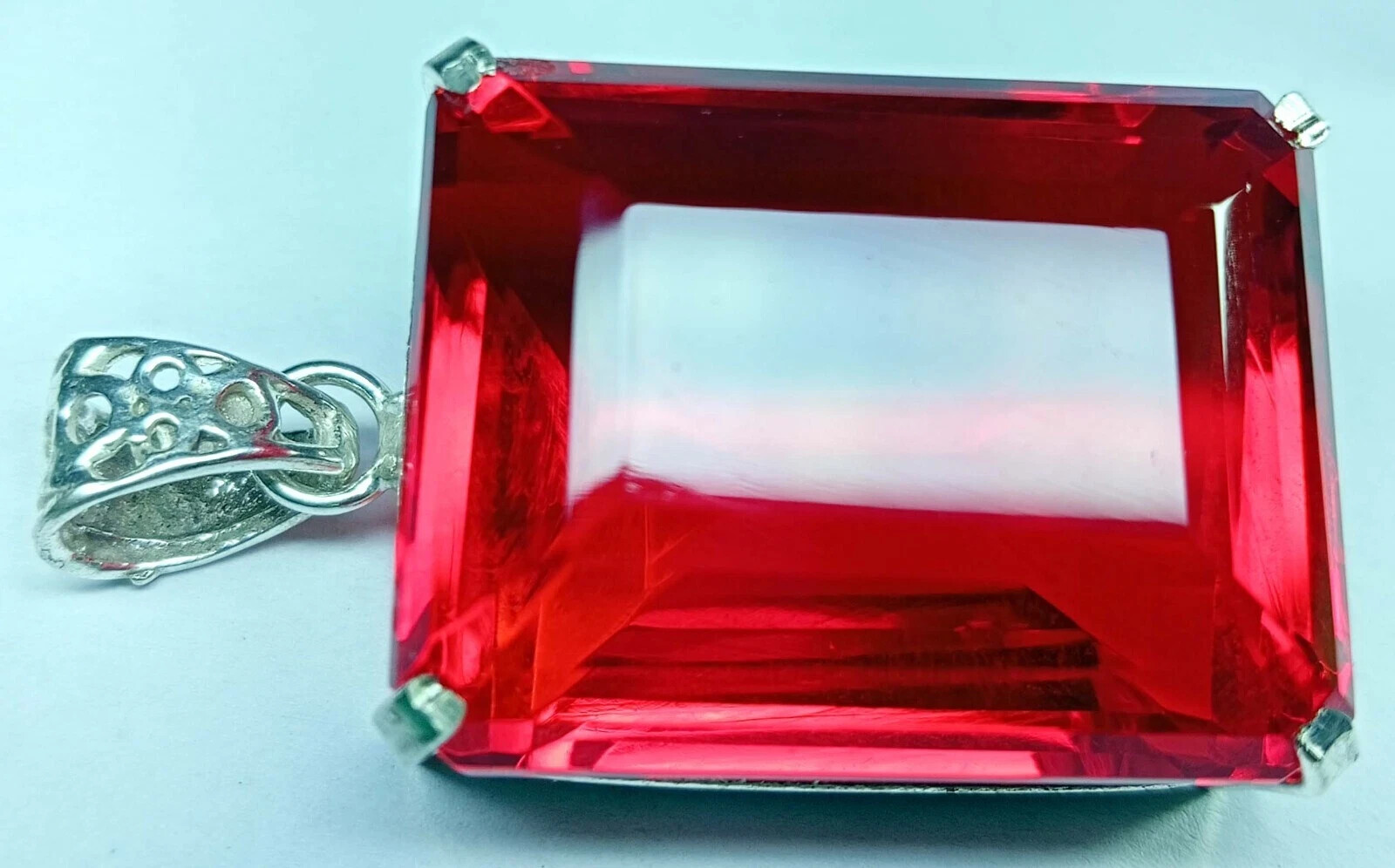 Natural Emerald Cut 135+ Ct Pendant Red Topaz Loose Gemstone Certified PD028