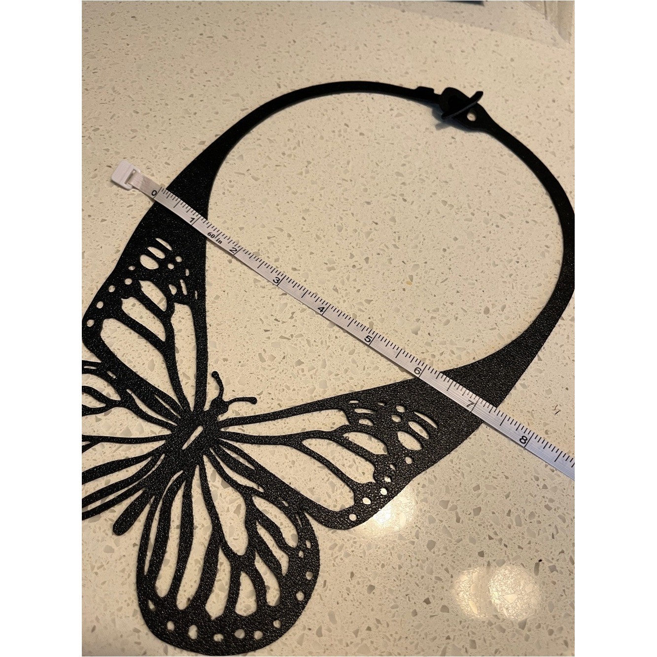 Hollow Carved Butterfly Choker, Black Double-Layer PU Leather Gothic Style