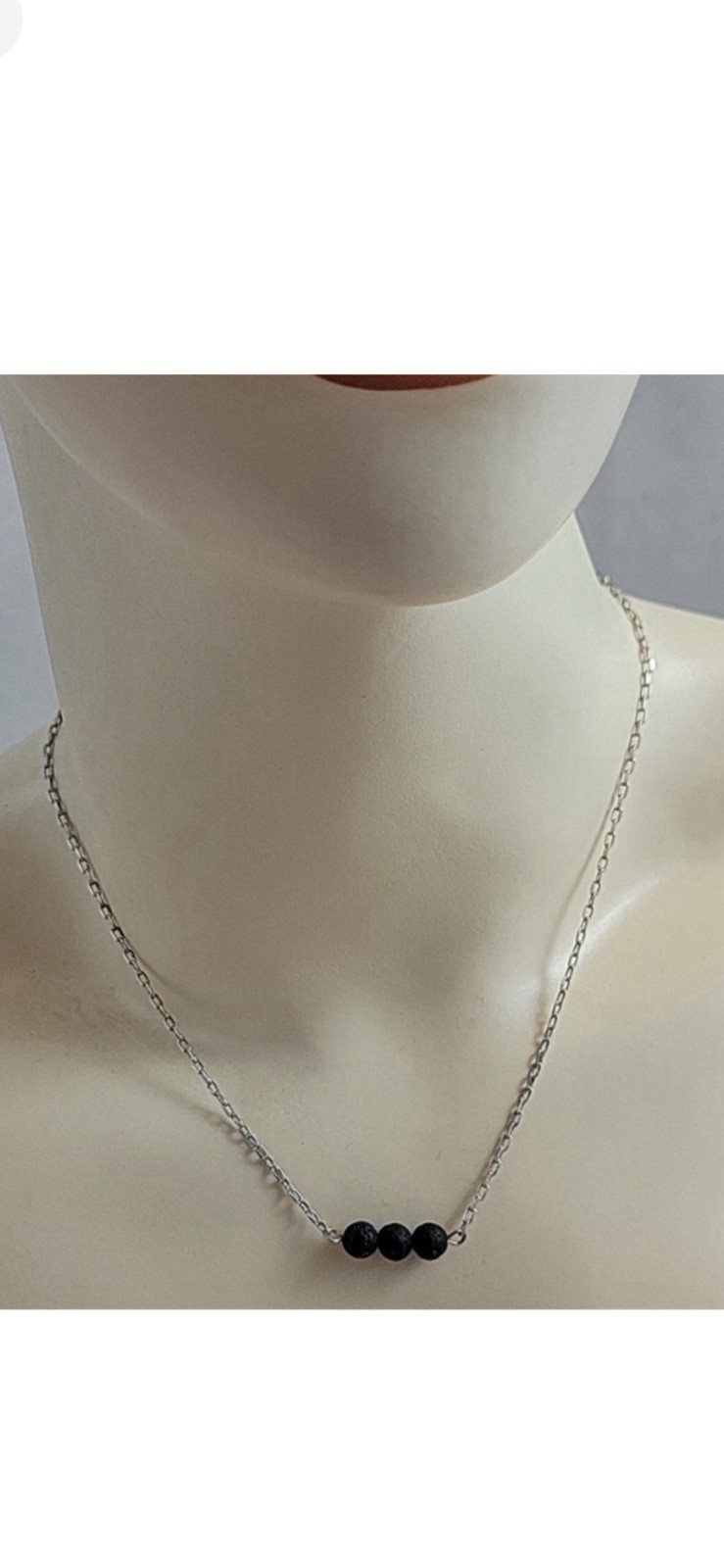 Vintage Designer MarilynSchiff Signed Black Lava Bead Necklace 1980’s statement
