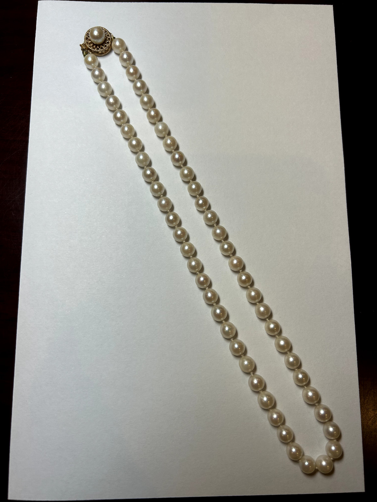 6.5mm Pearl Necklace (16 in) 14k Gold Clasp