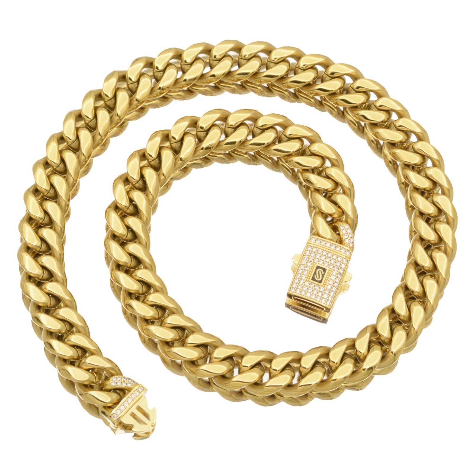 6-14MM Stainless Steel Gold Plated Miami Hip Hop Cuban Chain Or Bracelet F