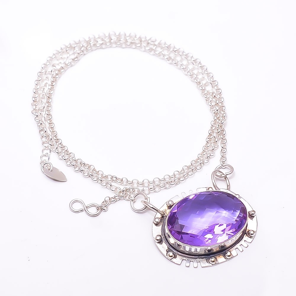 Colour Changing Alexandrite 925 Sterling Silver Chain Pendant 19-23″ CP8