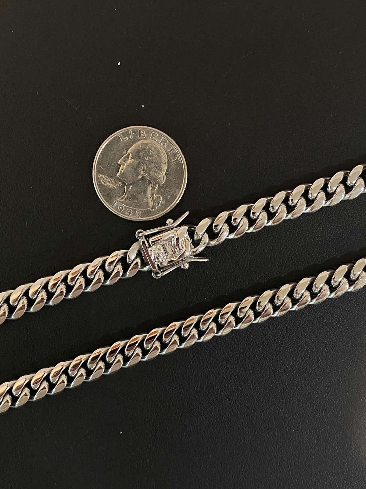 8mm Mens Miami Cuban Link 14k White Gold Plated Stainless Real HipHop Necklace