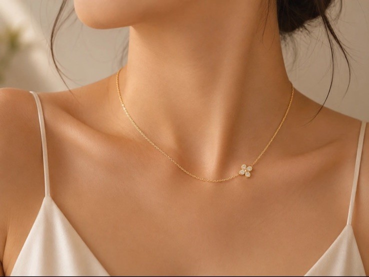 Dainty Crystal Flower Gold-Tone Necklace