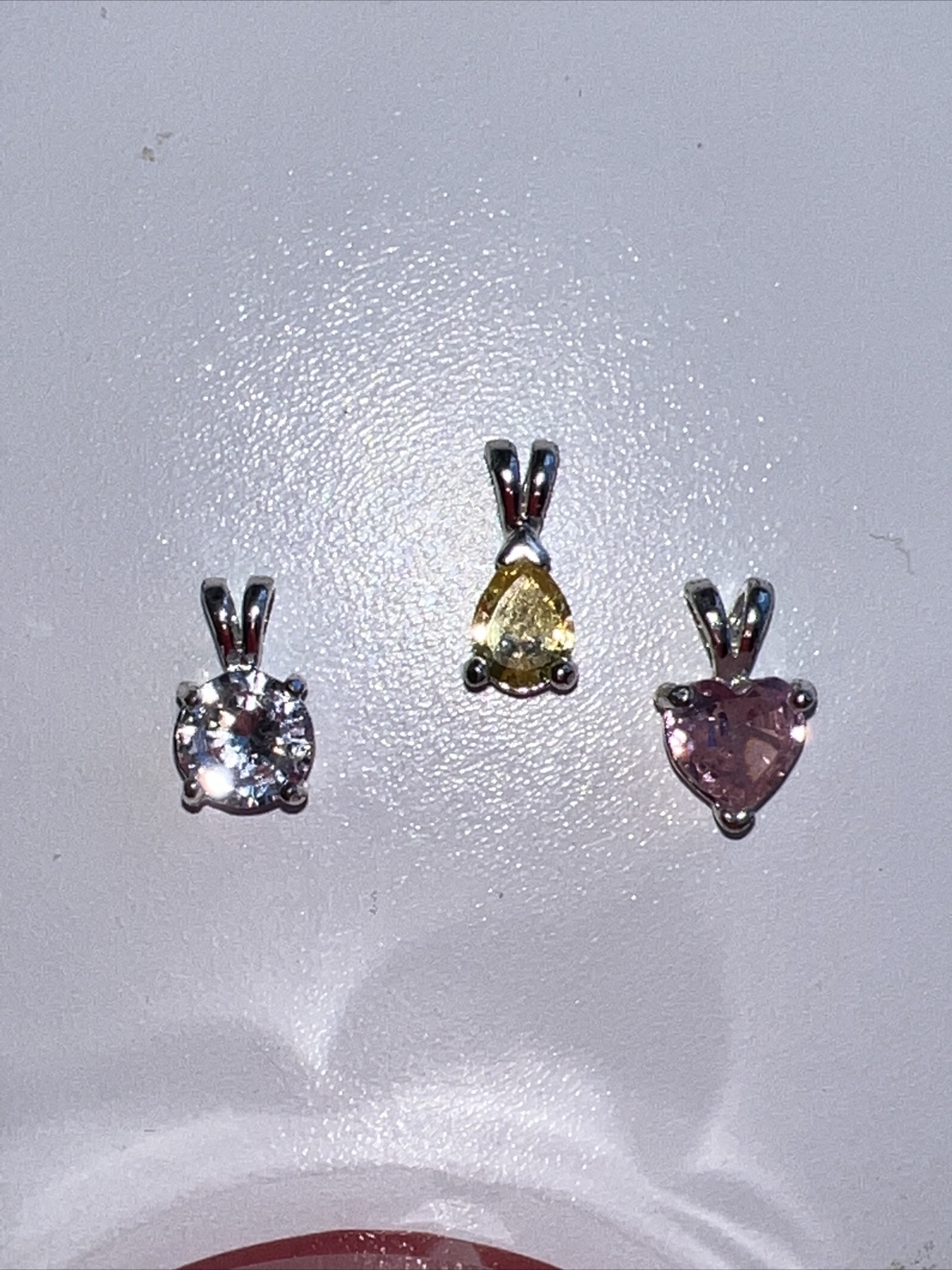 3 Pendent Lot Necklace Bracelet Charm Yellow Pink Colorless Clear