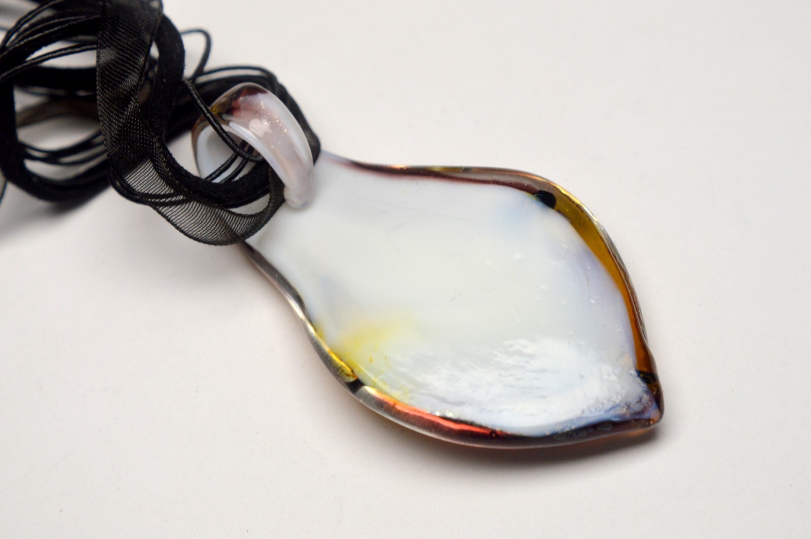 RRP 49,- NEW ITALY VENICE MURANO ORANGE & BROWN GLASS PENDANT IN BOX