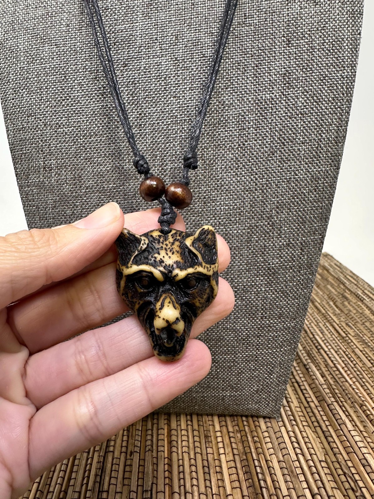 Handcrafted Wolf Pendant Necklace | Adjustable 18-30in Tribal Boho Unisex