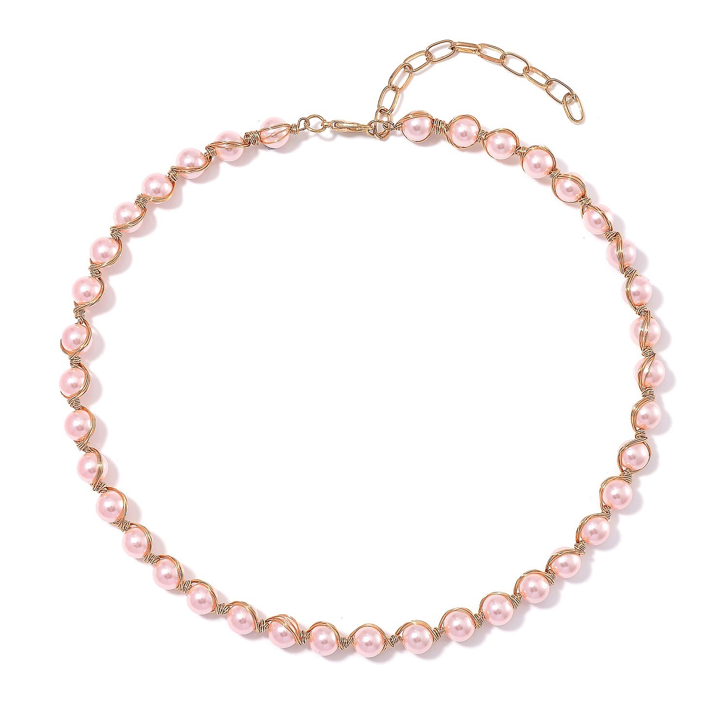 Peach Shell Pearl Chocker Necklace in Goldtone 16-20 Inches