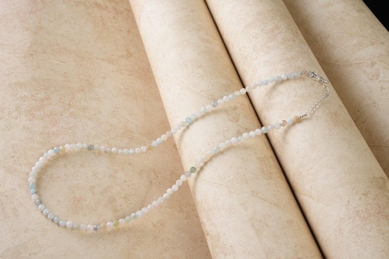 Natural A++ Amazonite Faceted Round Gemstone Beads Women Handmade Necklace 24”