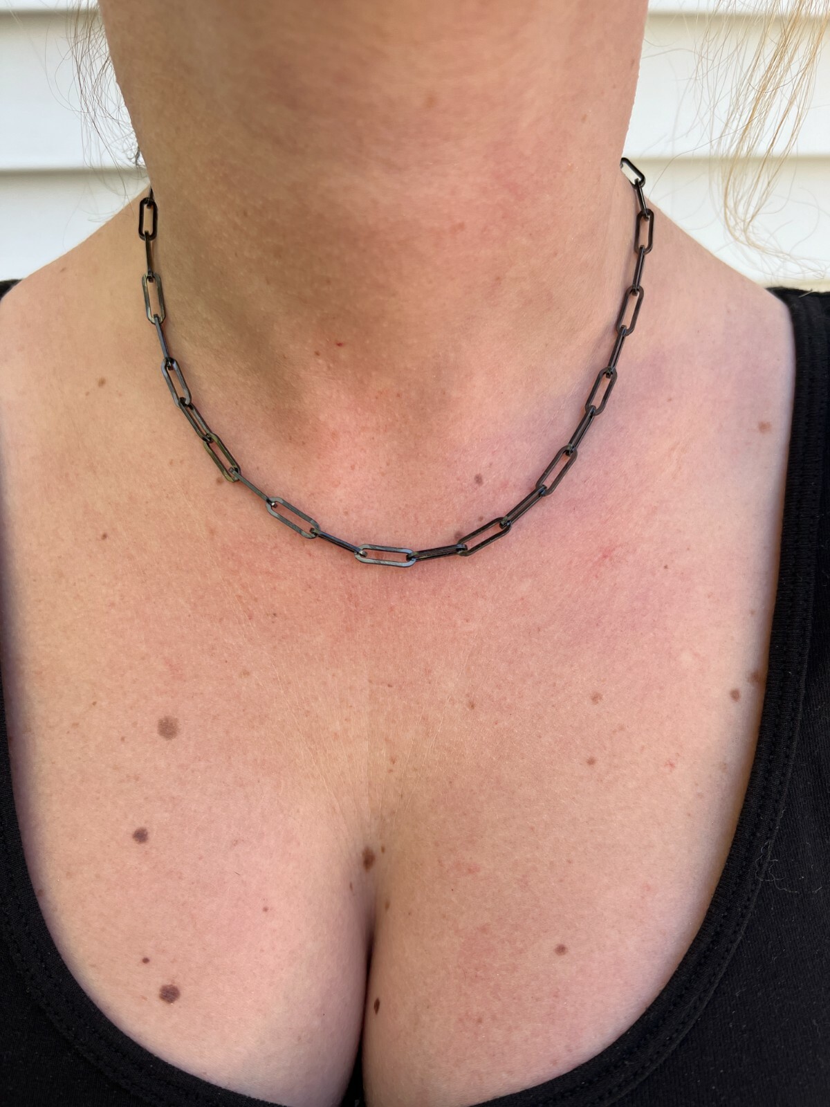 Black Rhodium Oxidized Real 925 Silver Paperclip Rolo Chain 4mm Necklace 14-24″