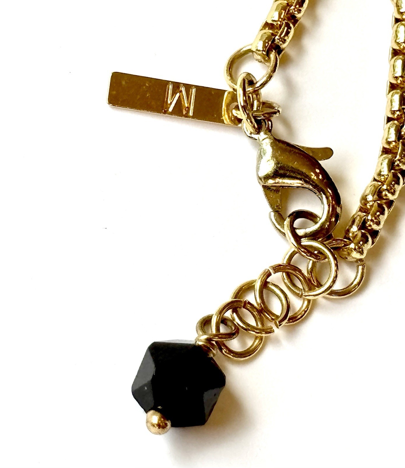 Pave Moon Ball Gold Tone Pendant with Stars Rounded Box Chain Necklace 16″ – 18″