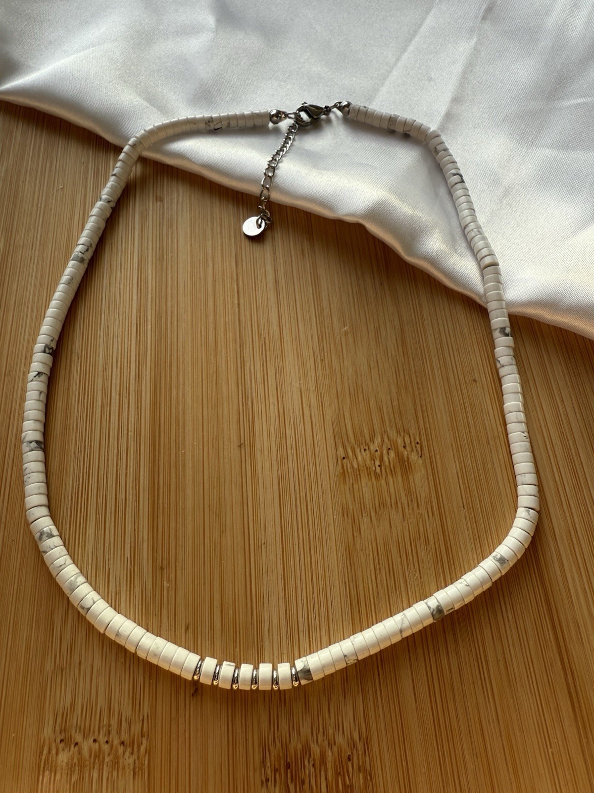 Men’s Howlita natural stone stainless steel handmade health strong Necklace