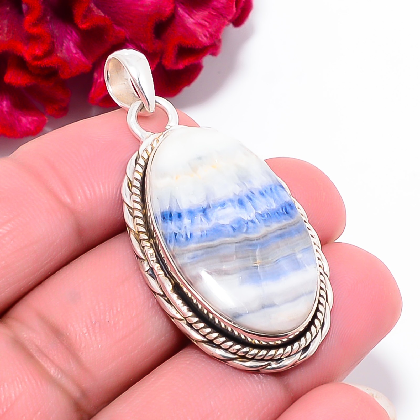 Blue Scheelite – Turkey Gemstone 925 Sterling Silver Pendant 1.95″ P101948