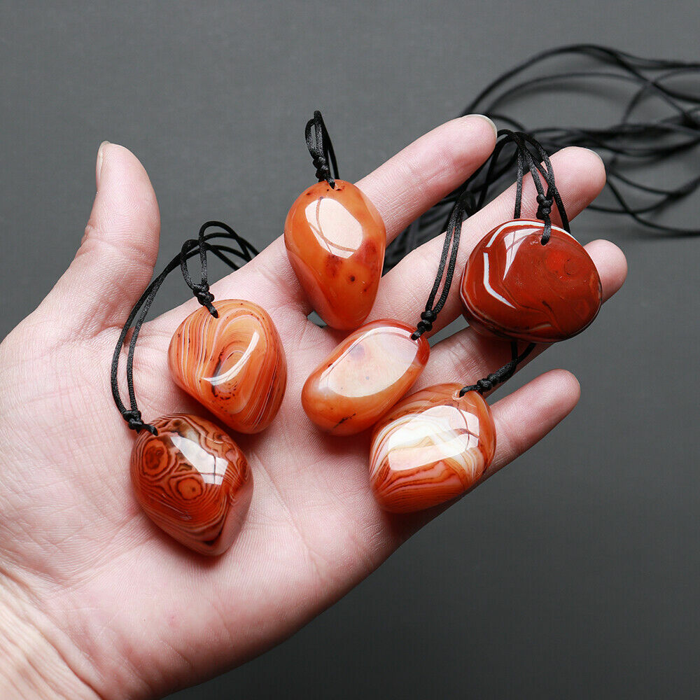 Natural Red Agate Crystal Stone Ornaments Pendant Jewelry Necklace(Random Shape)