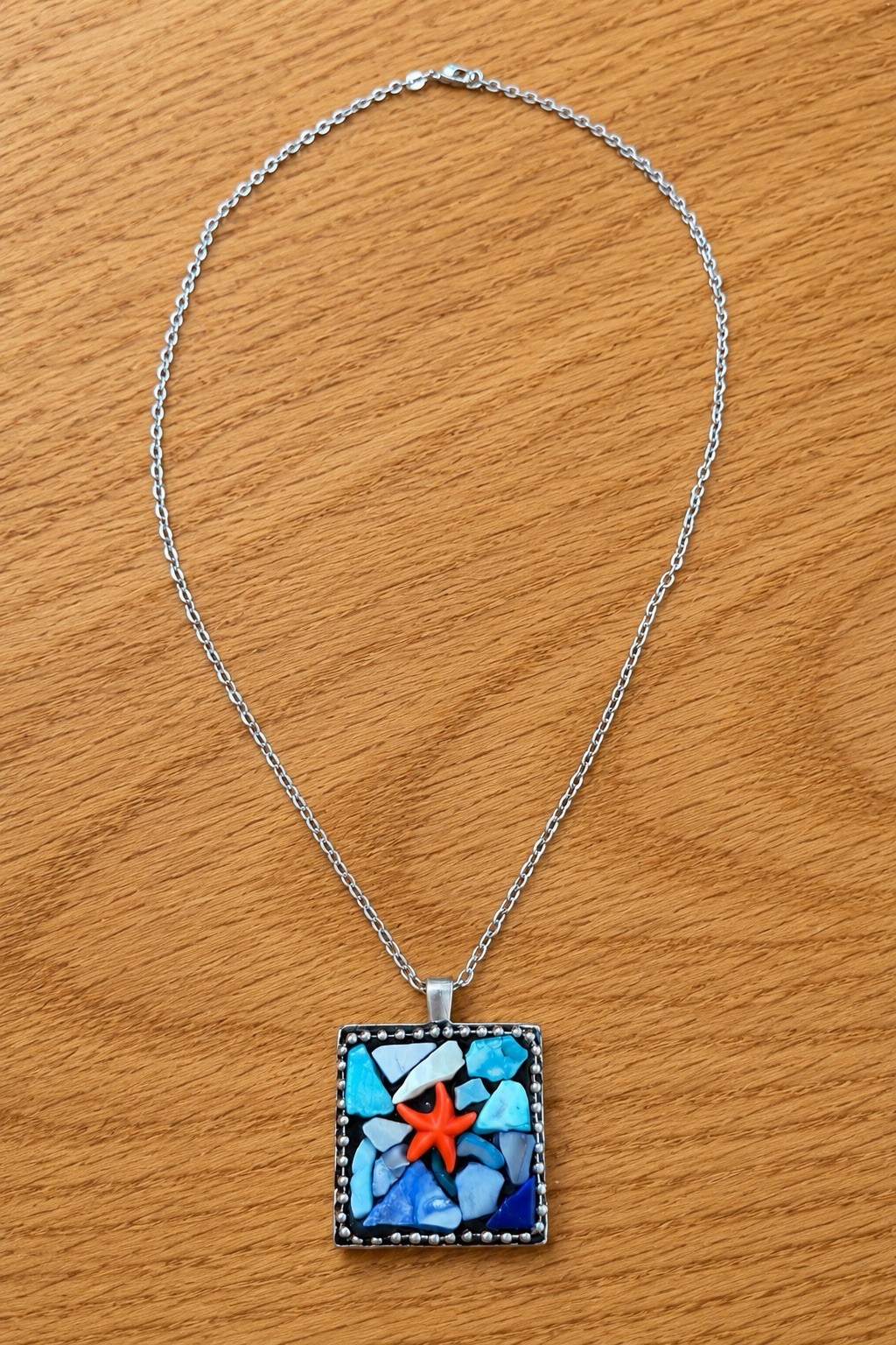 Mosaic Starfish Necklace One of a Kind Beach Jewelry