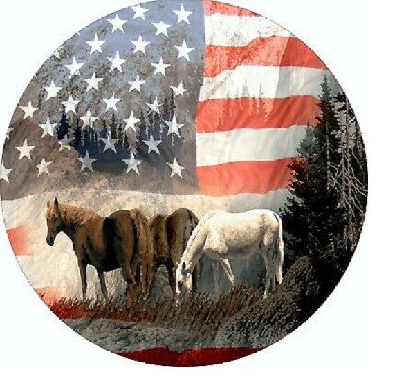 FLAG HORSES FOREST 1″ charm handmade pendant 18″ Black chain necklace men women
