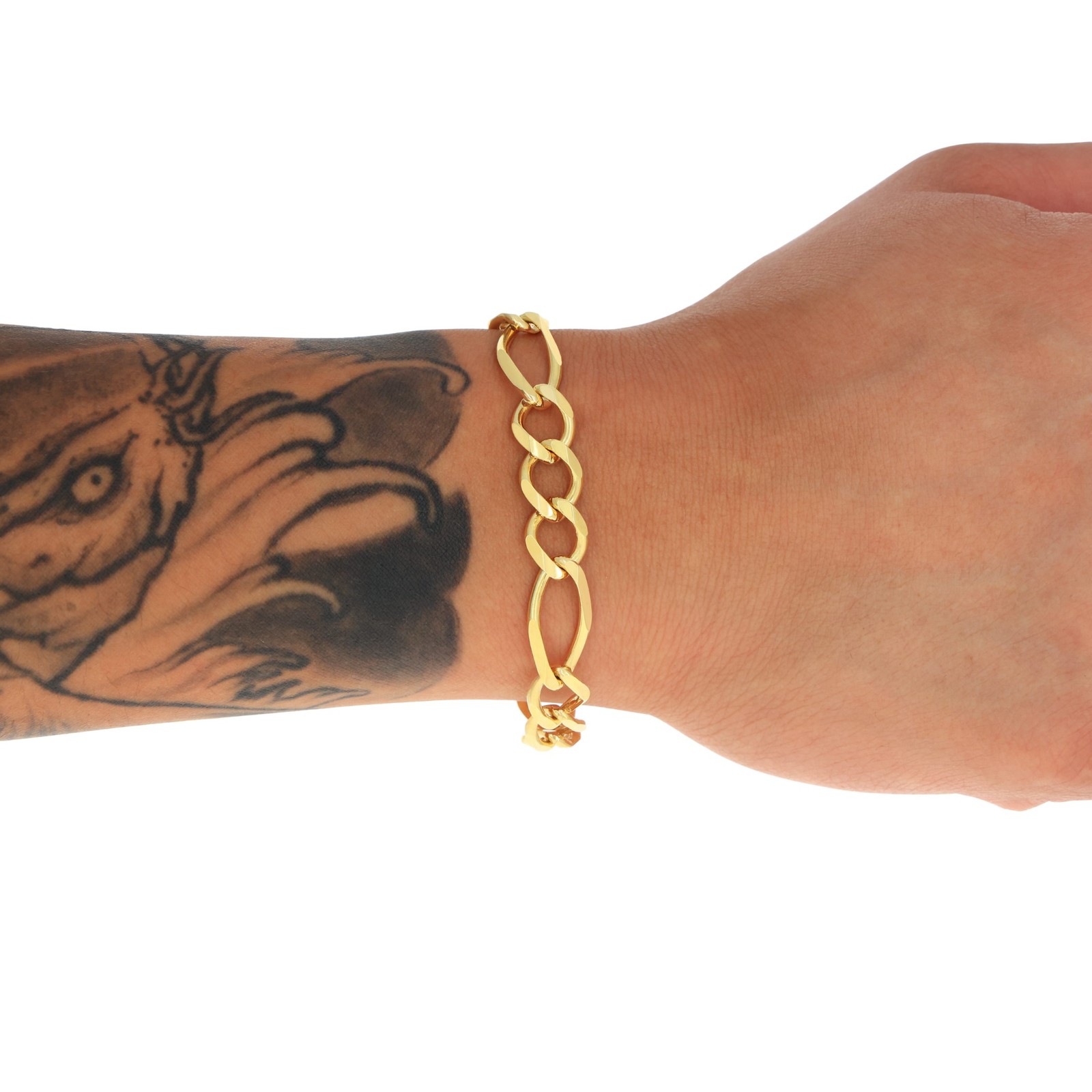 10K Yellow Gold Solid 2.75mm- 9.5mm Figaro Link Chain Bracelet Mens Womens 7″-9″