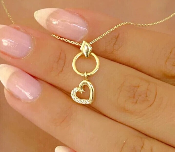 0.20Ct Round Cut Simulated Diamond Women’s Heart Pendant 14k Yellow Gold Plated