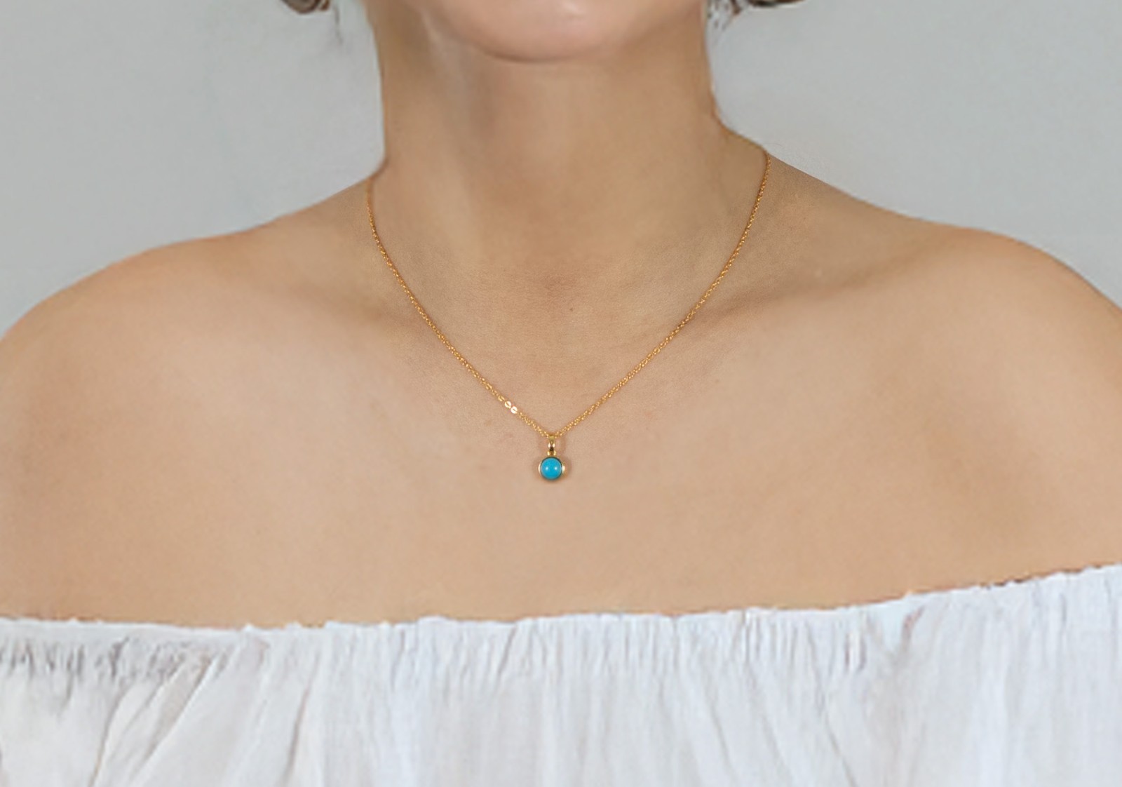 Turquoise Blue Stone Pendant Necklace, Natural Gemstone Necklace, Gift for Her