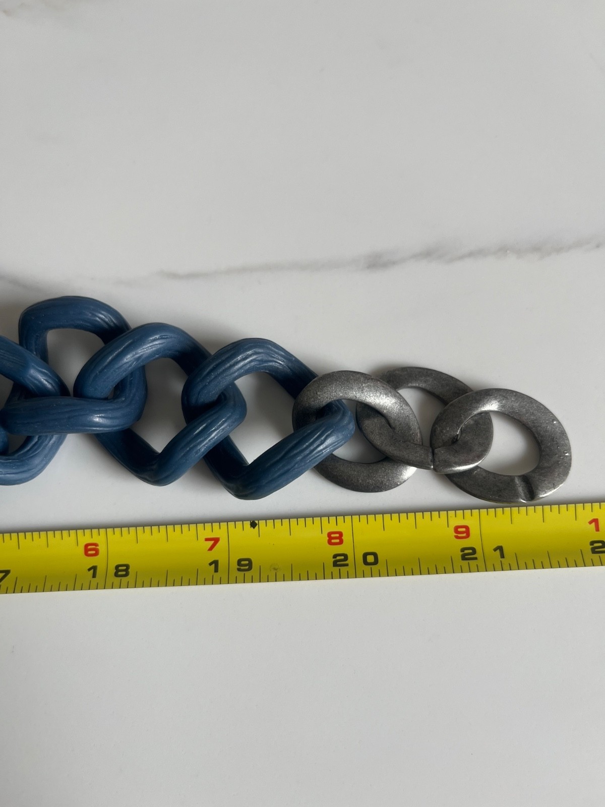 Chunky Blue Resin Large Chain Link Matte Oversized Statement Necklace Boho Retro