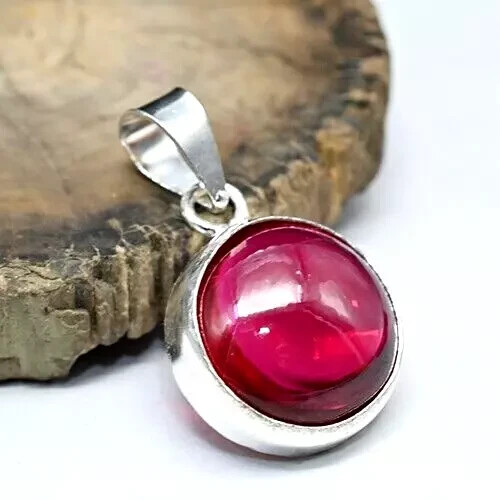 Natural Certified Red Ruby 49 Ct Cabochon Loose Gemstone 925 Silver Pendant