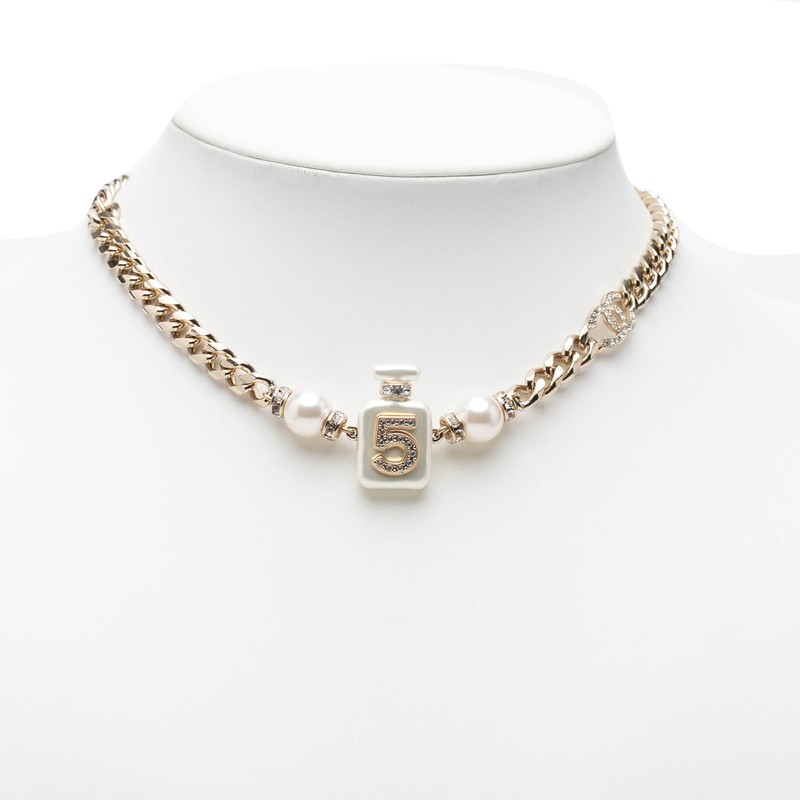CHANEL COCO Mark No. 5 Perfume Bottle Chain Pendant Necklace A22S stamp 【U…