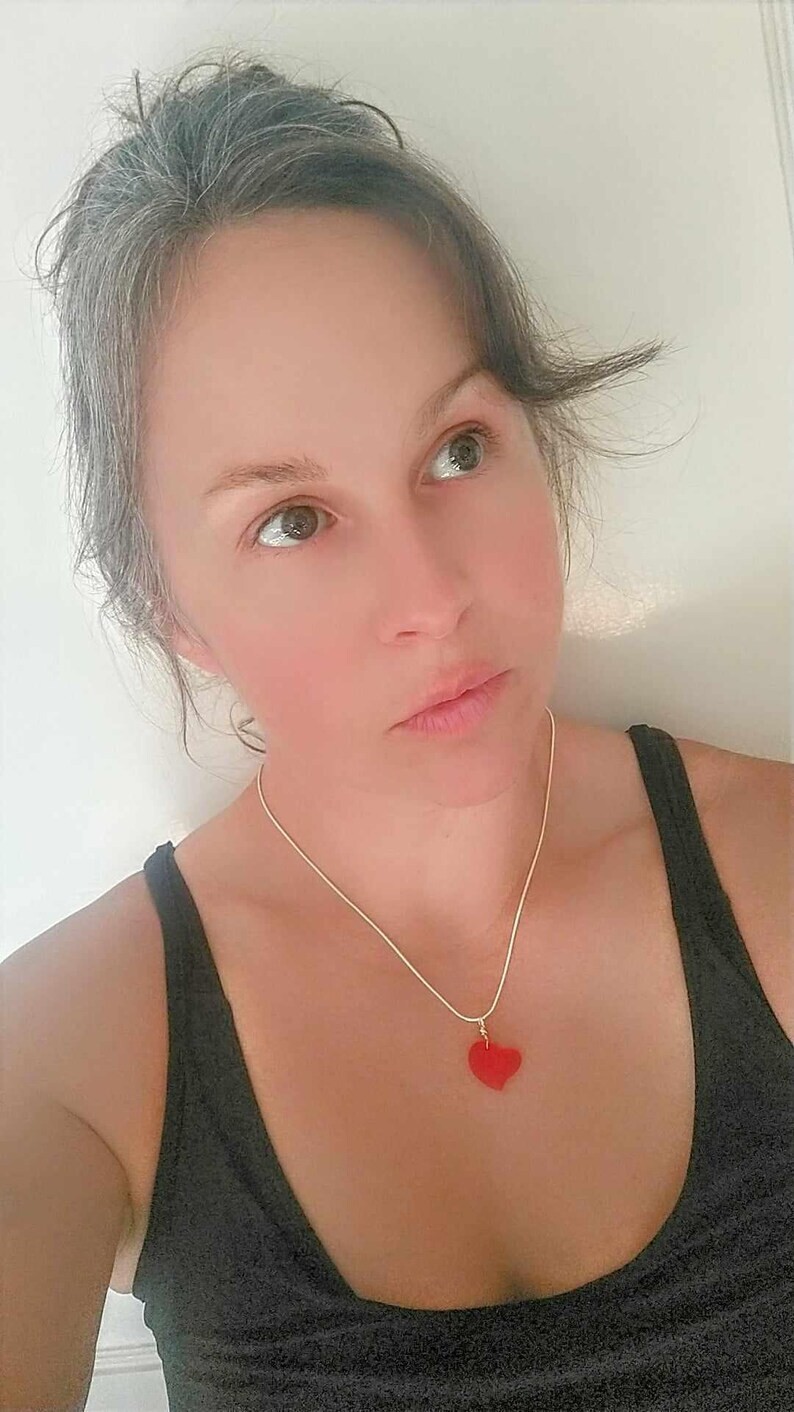 Valentines Gift Necklace Silver Sea Glass Heart Pendant Gold Snake Chain
