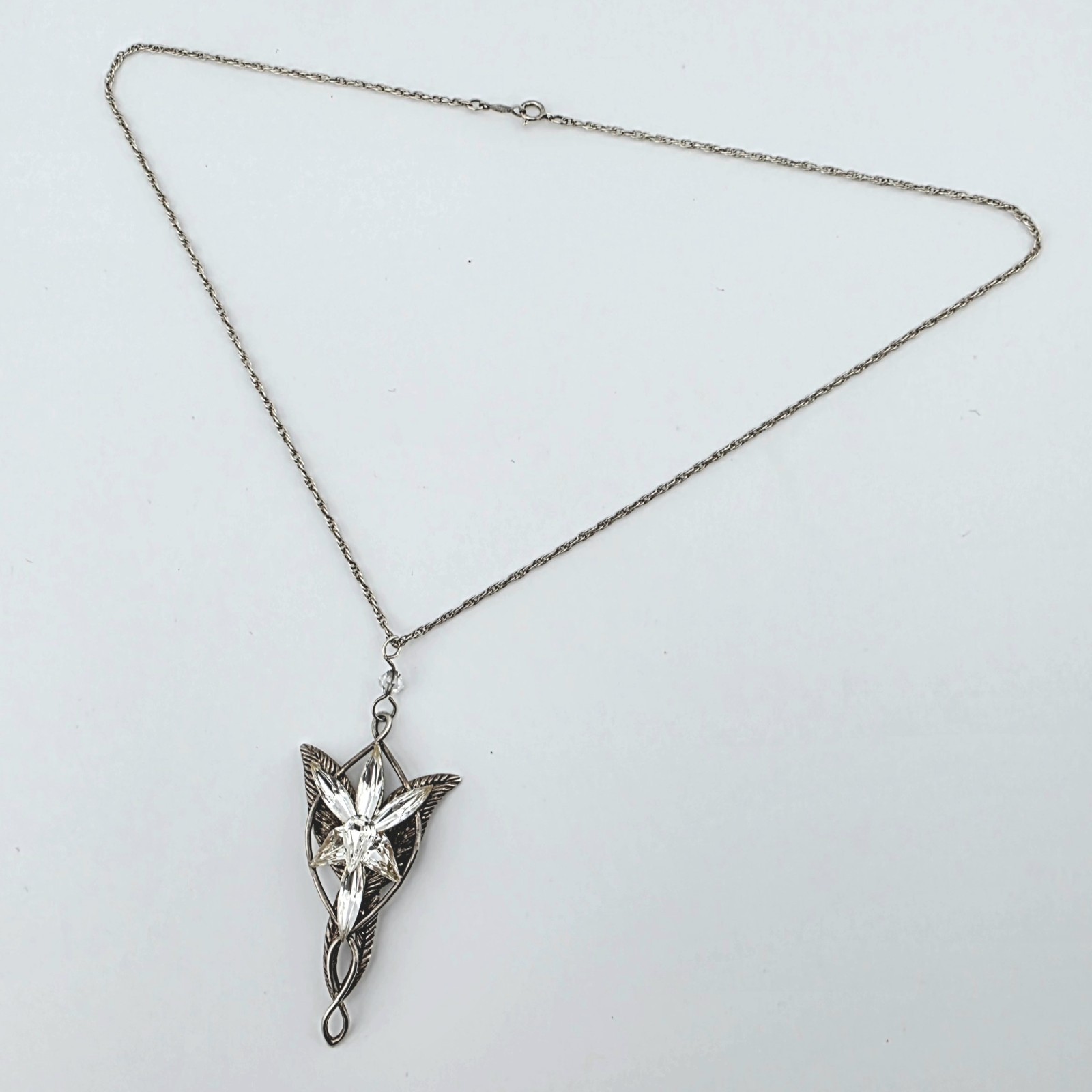LOTR Official Arwen Evenstar CZ Necklace M.S Co 925 NLP Inc Sterling SILVER Chai