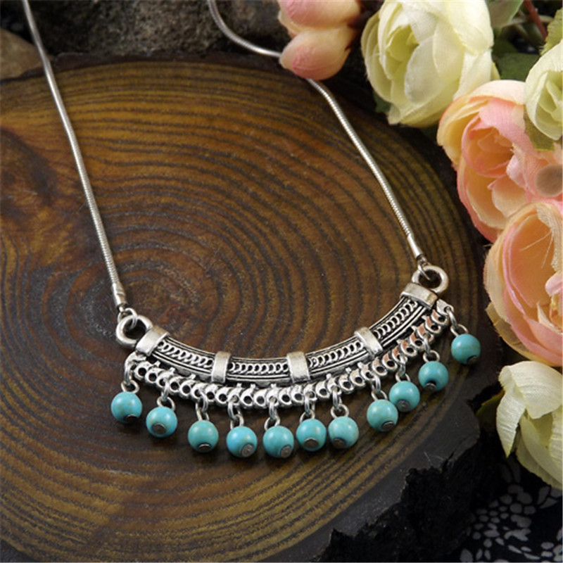 20 style Vintage Women’s Tibetan Silver Turquoise Beads String Pendant Necklace